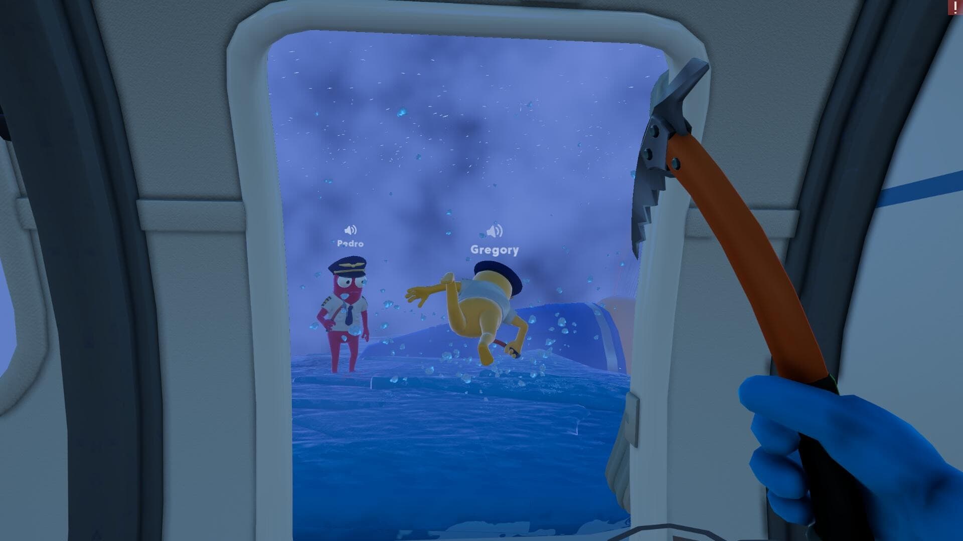 Dear Passengers crew members outside an aircraft during rough weather